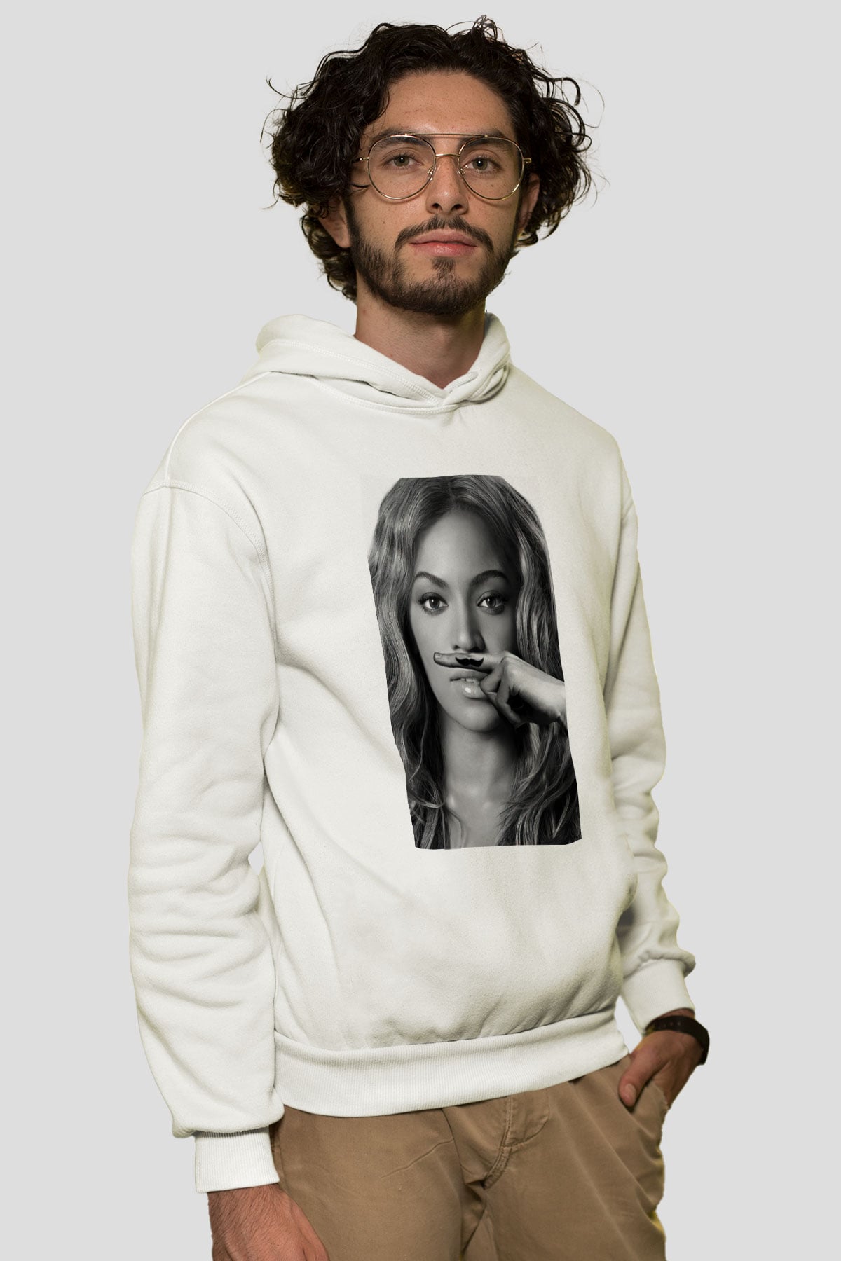 Beyonce Beyaz Unisex Kapşonlu Sweatshirt