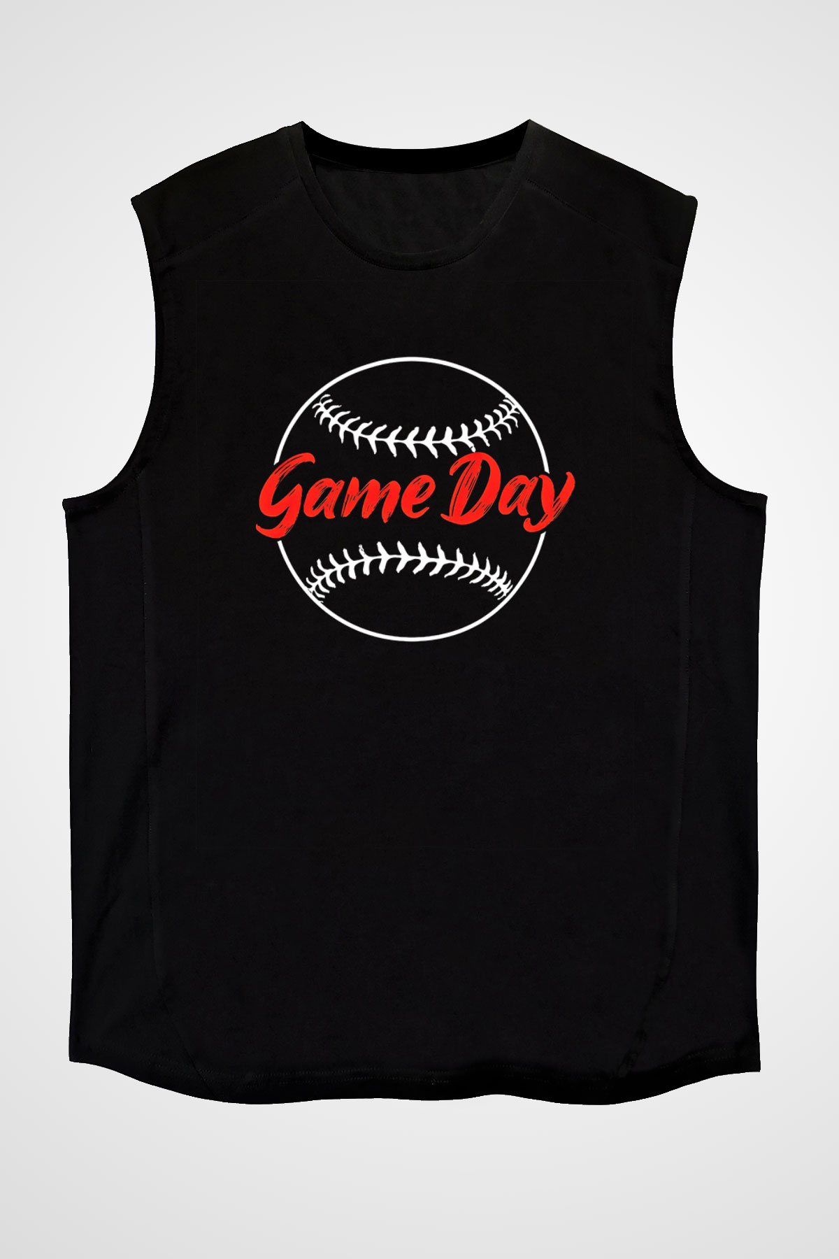 Beyzbol - Baseball Baskılı Unisex Siyah Kolsuz Tişört