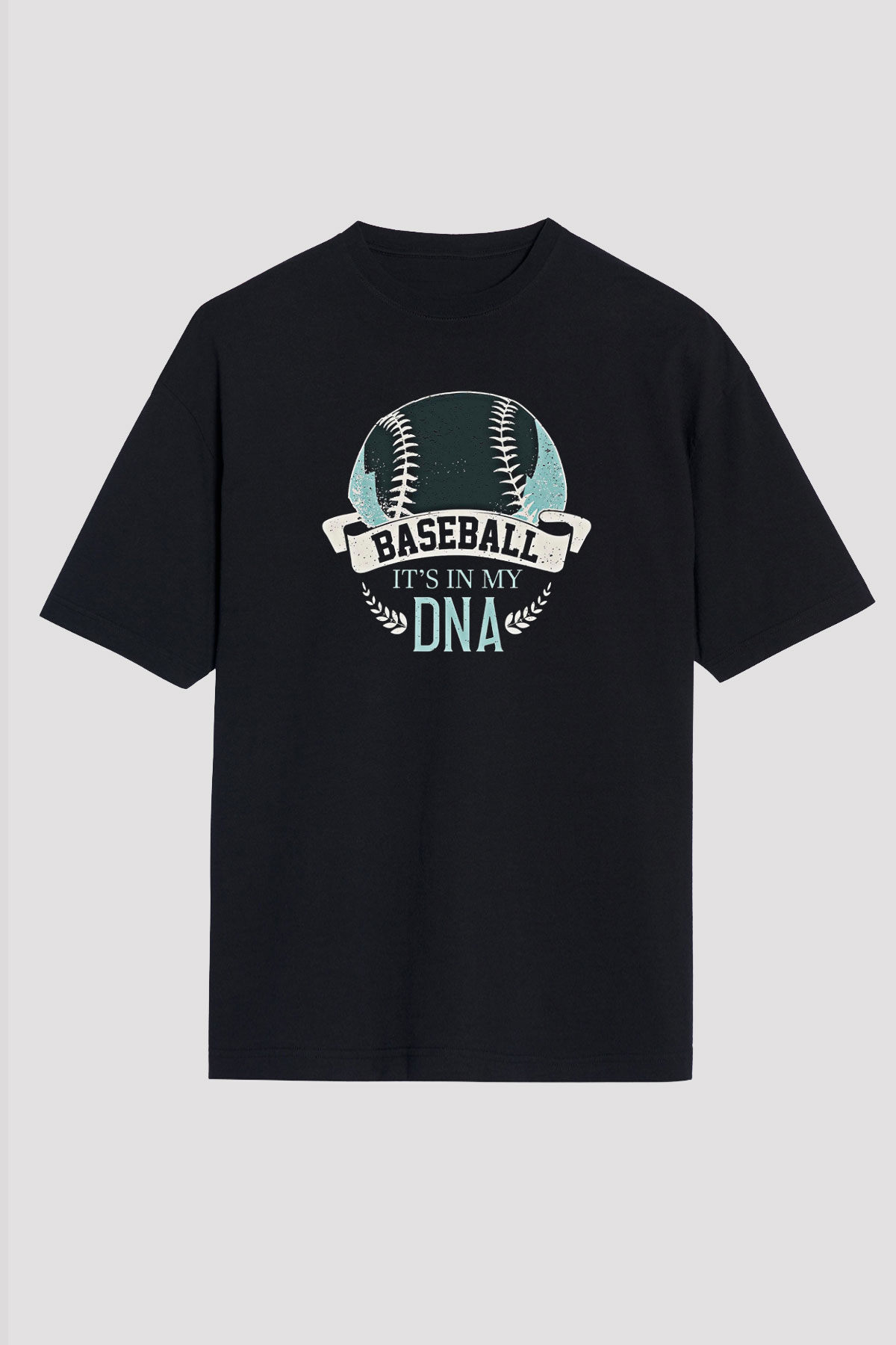 Beyzbol - Baseball Baskılı Unisex Siyah Oversize Tişört