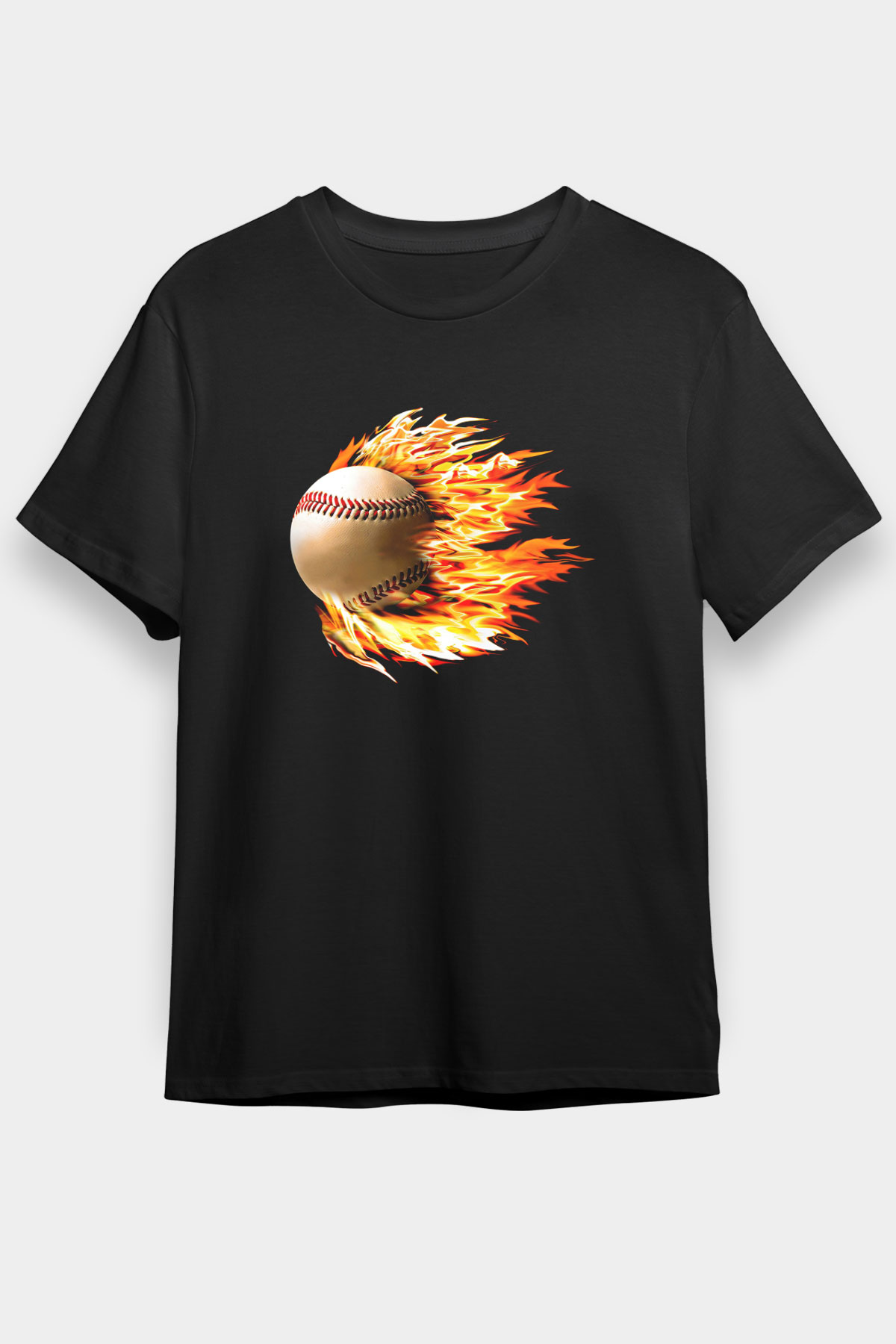Beyzbol - Baseball Baskılı Unisex Siyah Tişört - Tshirt