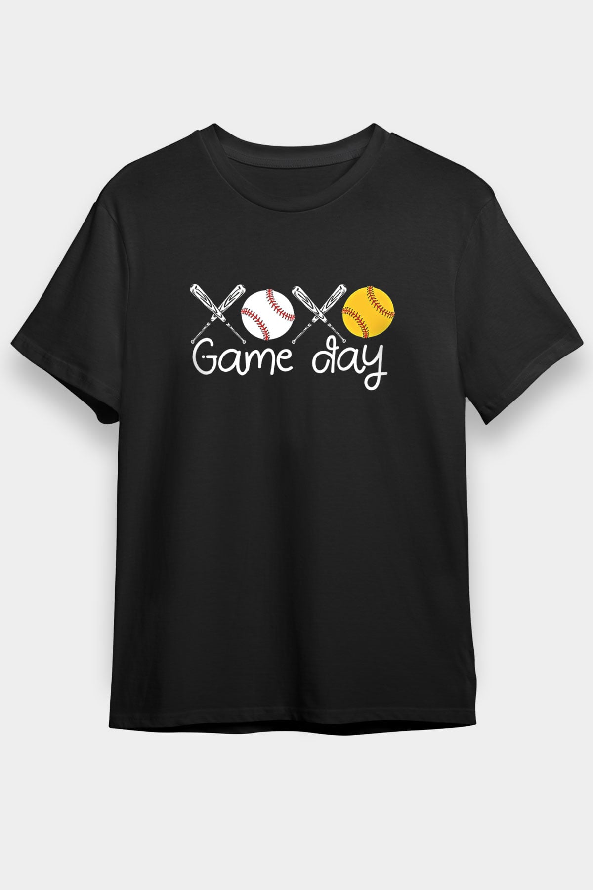 Beyzbol - Baseball Baskılı Unisex Siyah Tişört - Tshirt