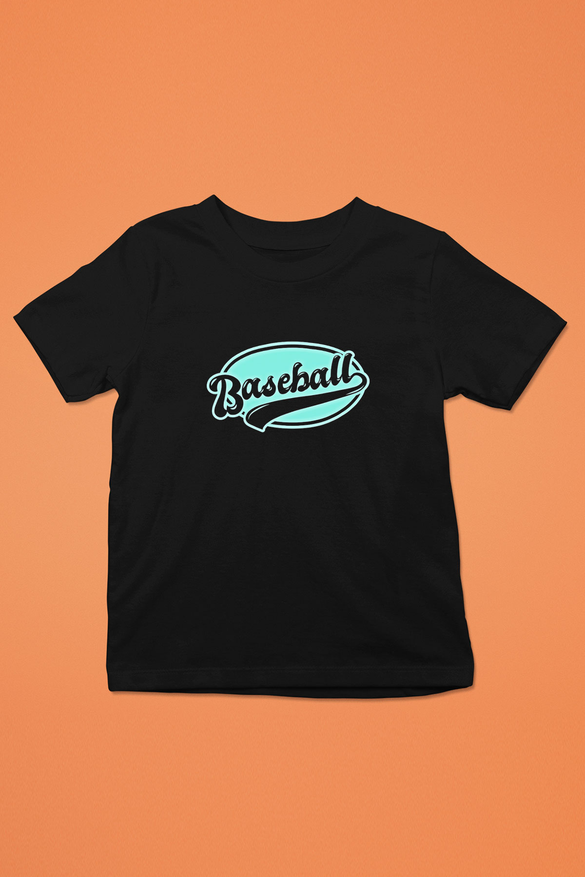 Beyzbol - Baseball Baskılı Unisex Siyah Çocuk Tİşörtü - Tshirt