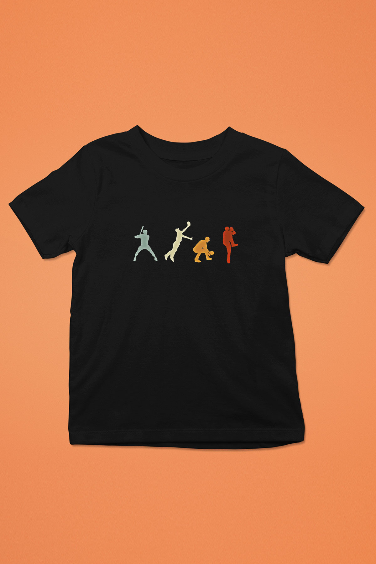 Beyzbol - Baseball Baskılı Unisex Siyah Çocuk Tİşörtü - Tshirt
