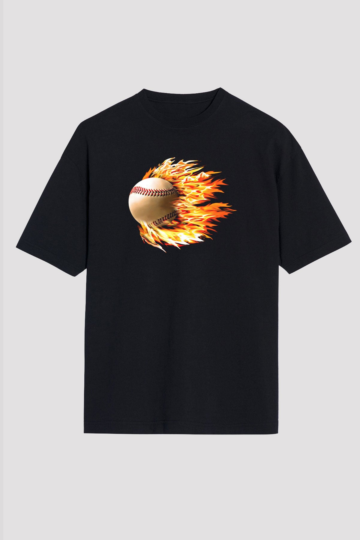 Beyzbol - Baseball Baskılı Unisex Siyah Oversize Tişört