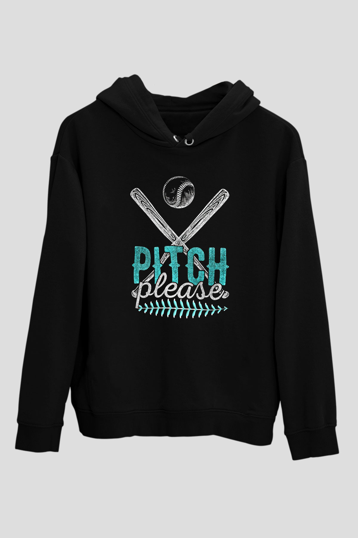 Beyzbol - Baseball Baskılı Unisex Siyah Hoodie