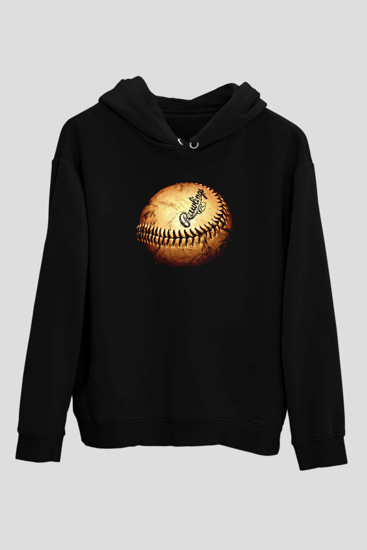 Beyzbol - Baseball Baskılı Unisex Siyah Hoodie