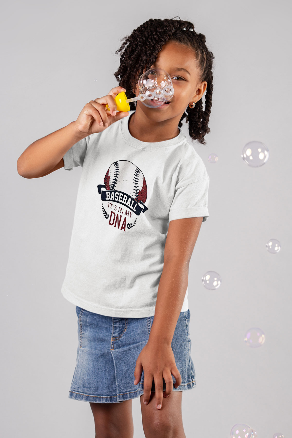 Beyzbol Baskılı Unisex Beyaz Çocuk Tişört - Tshirt