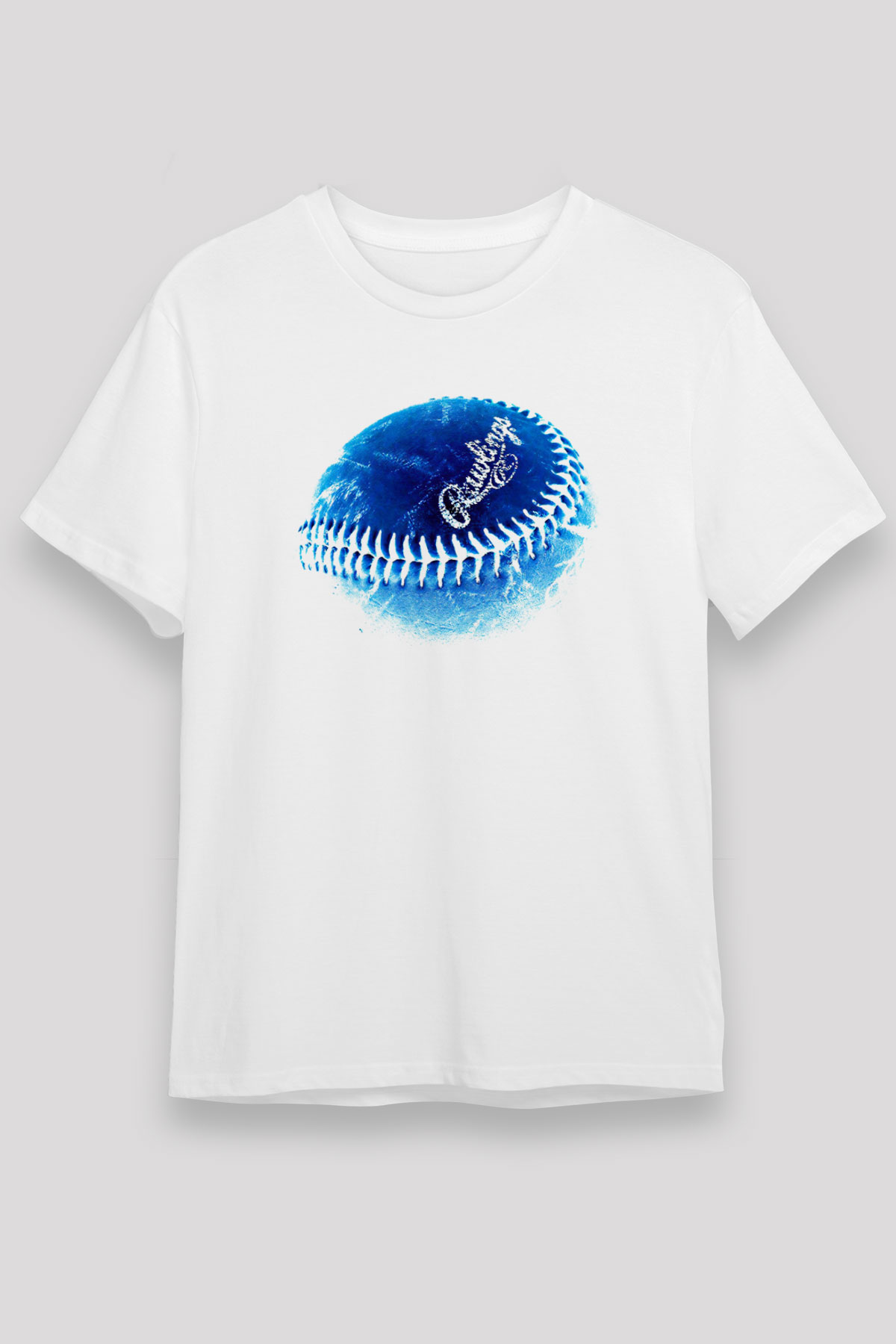Beyzbol Baskılı Unisex Beyaz Tişört - Tshirt