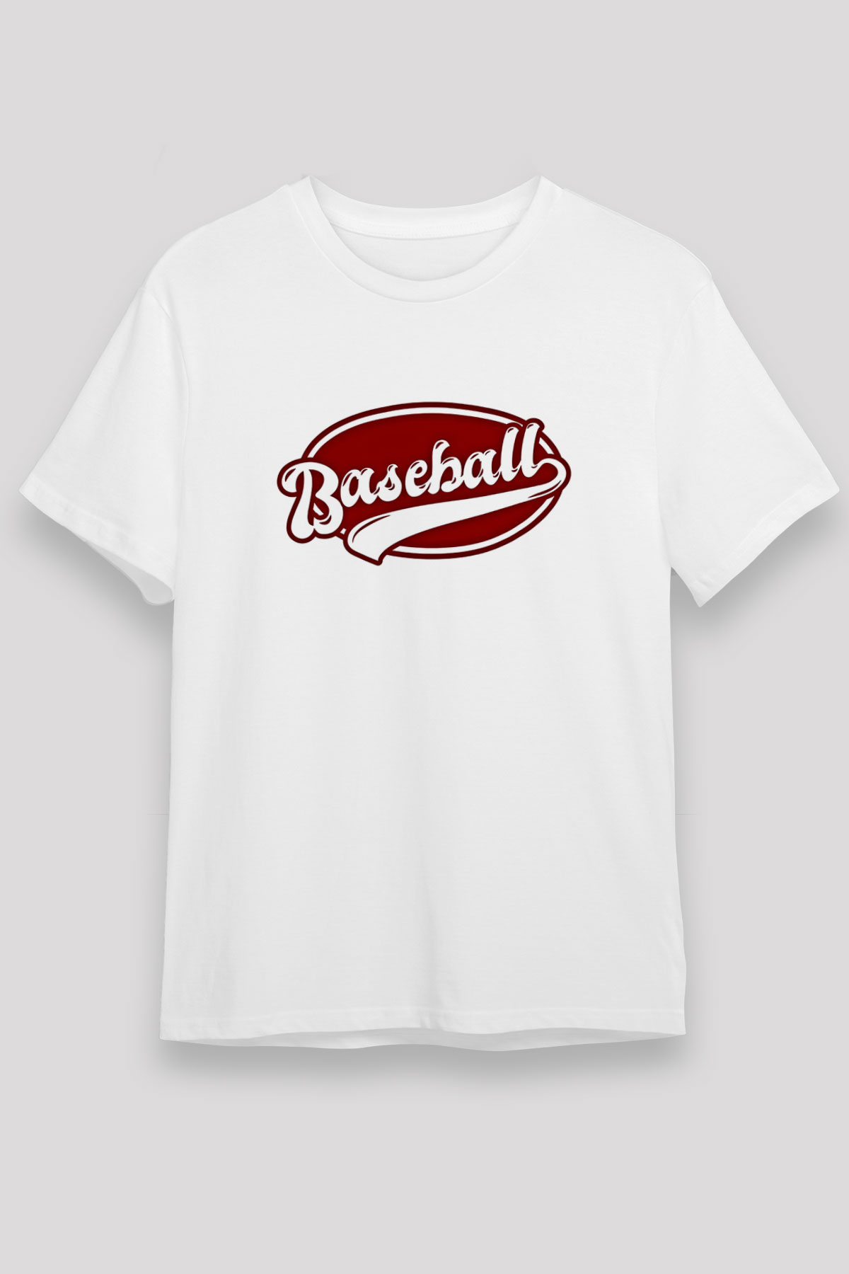 Beyzbol Baskılı Unisex Beyaz Tişört - Tshirt