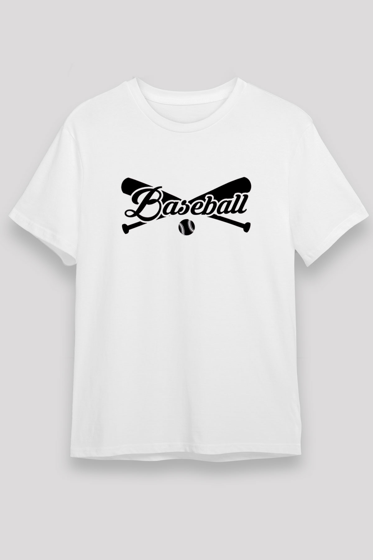 Beyzbol Baskılı Unisex Beyaz Tişört - Tshirt