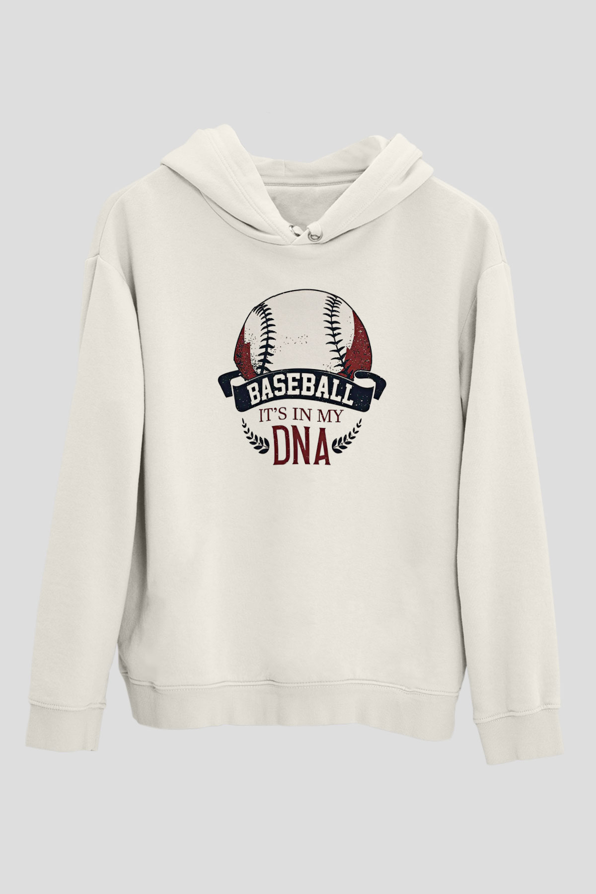 Beyzbol Baskılı Unisex Ekru Hoodie