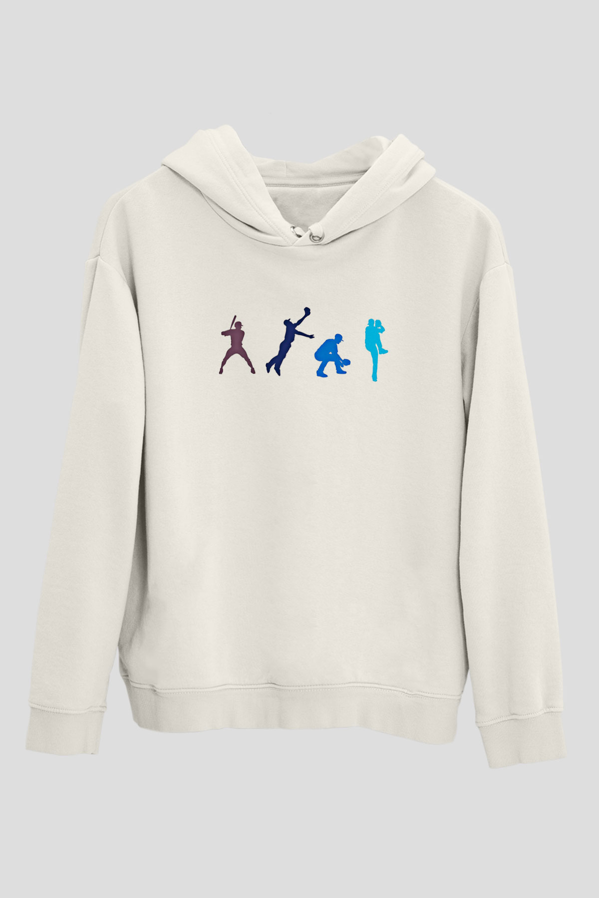 Beyzbol Baskılı Unisex Ekru Hoodie