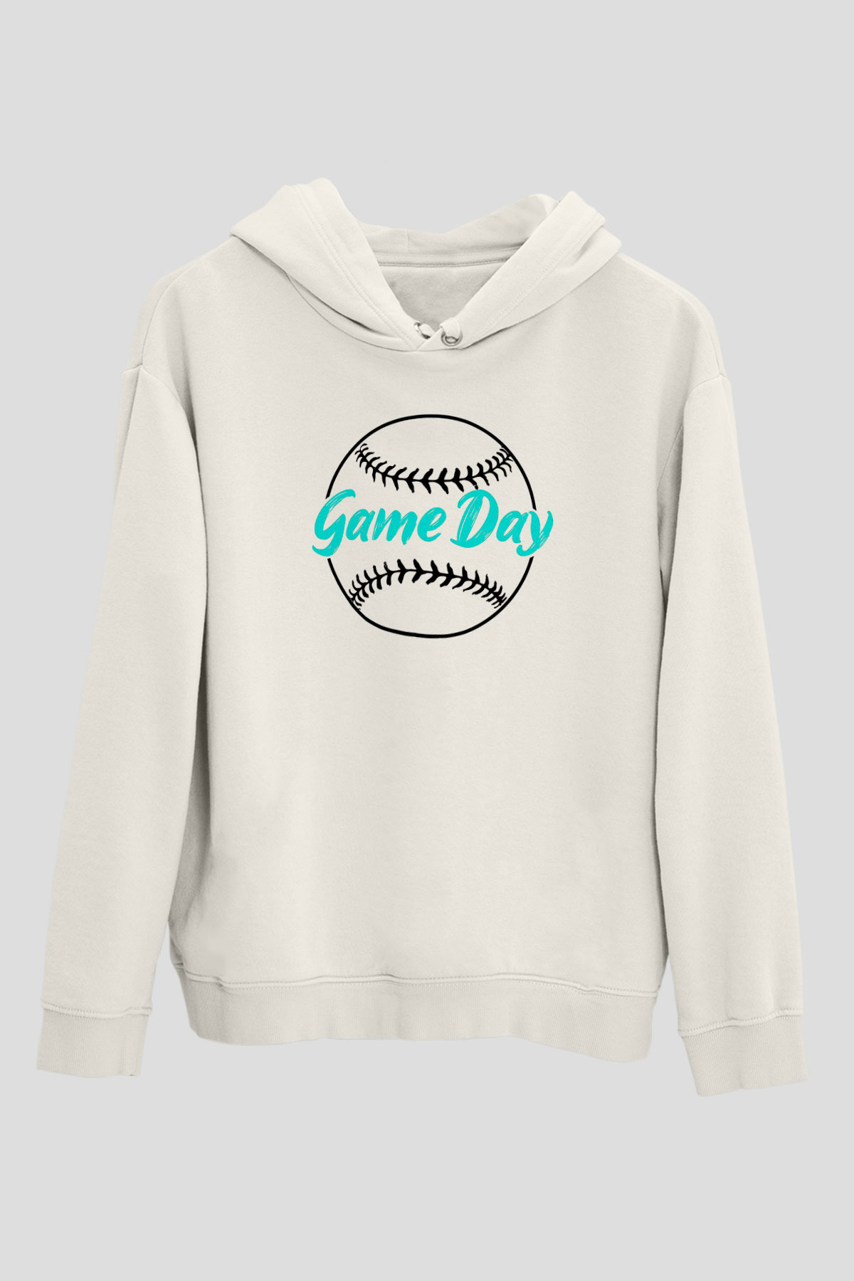 Beyzbol Baskılı Unisex Ekru Hoodie