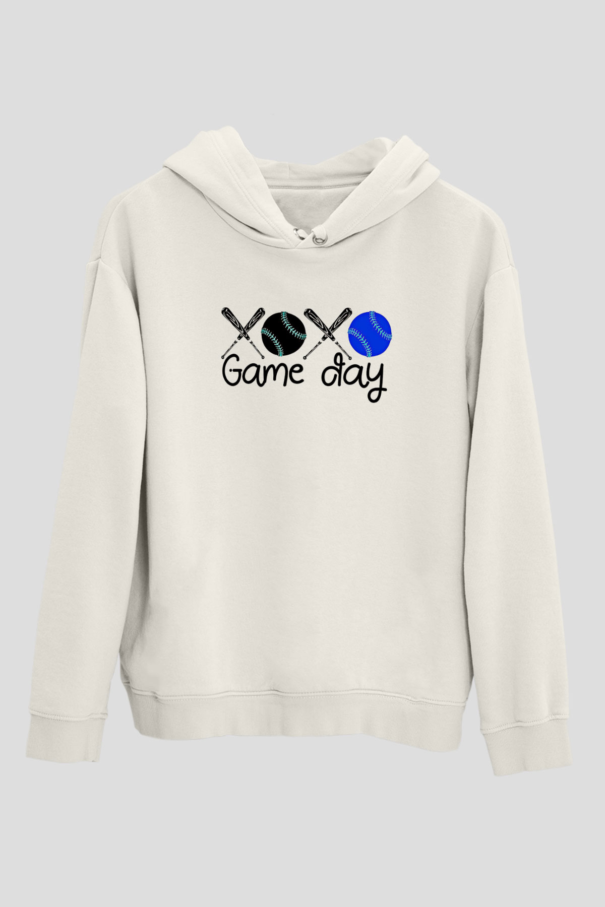 Beyzbol Baskılı Unisex Ekru Hoodie