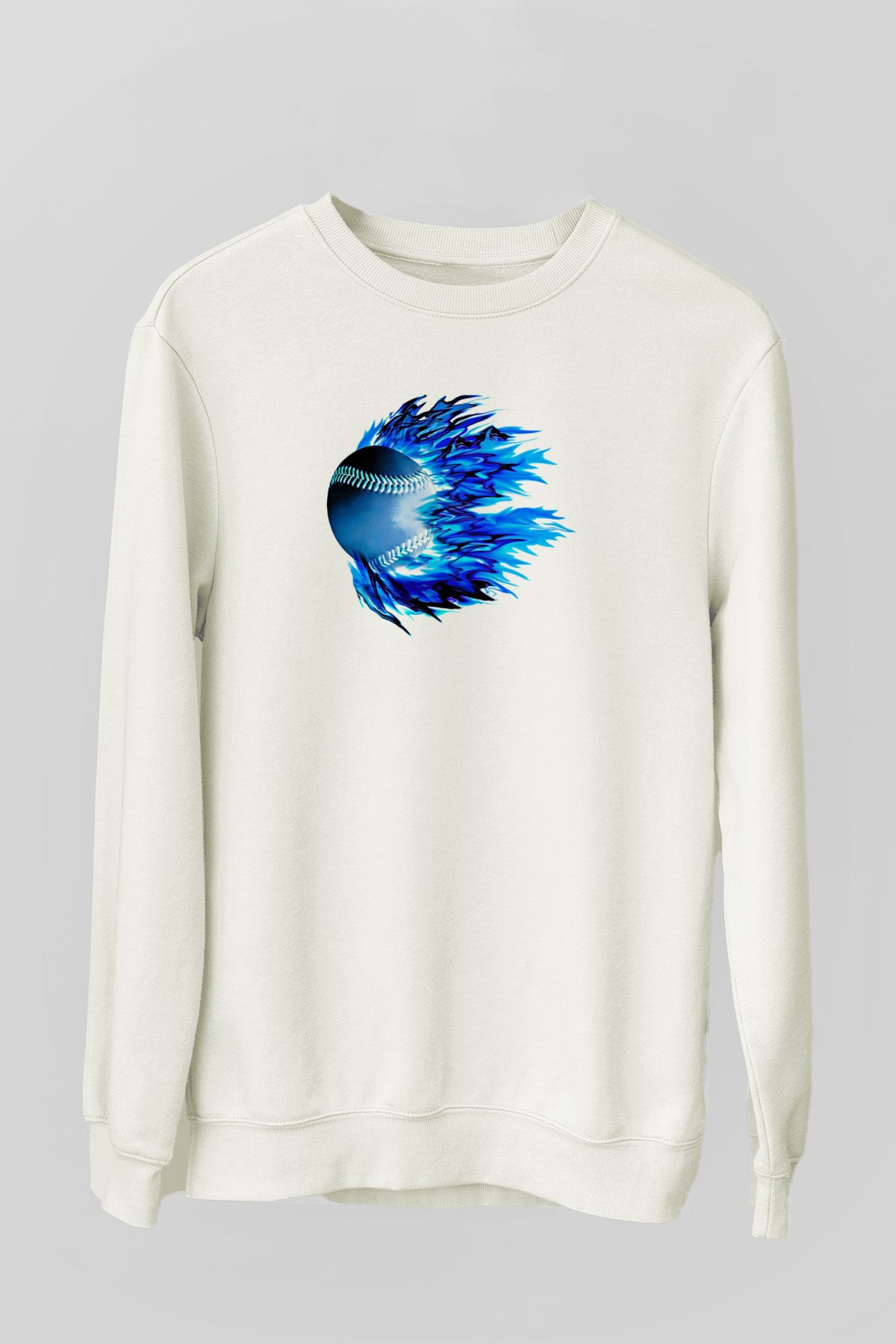 Beyzbol Baskılı Unisex Ekru Sweatshirt