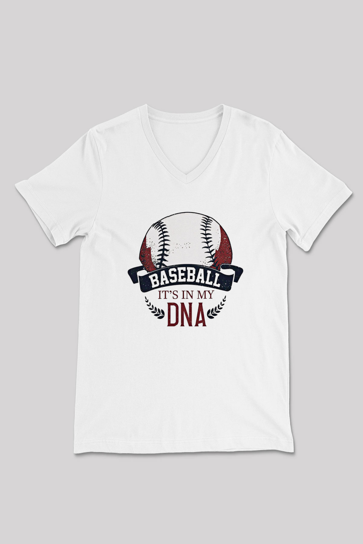 Beyzbol Baskılı Unisex V Yaka Tişört - Tshirt