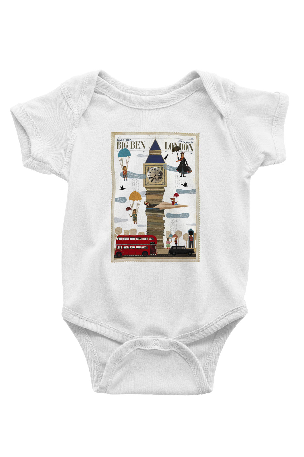 Big Ben Baskılı Beyaz Unisex Bebek Body - Zıbın