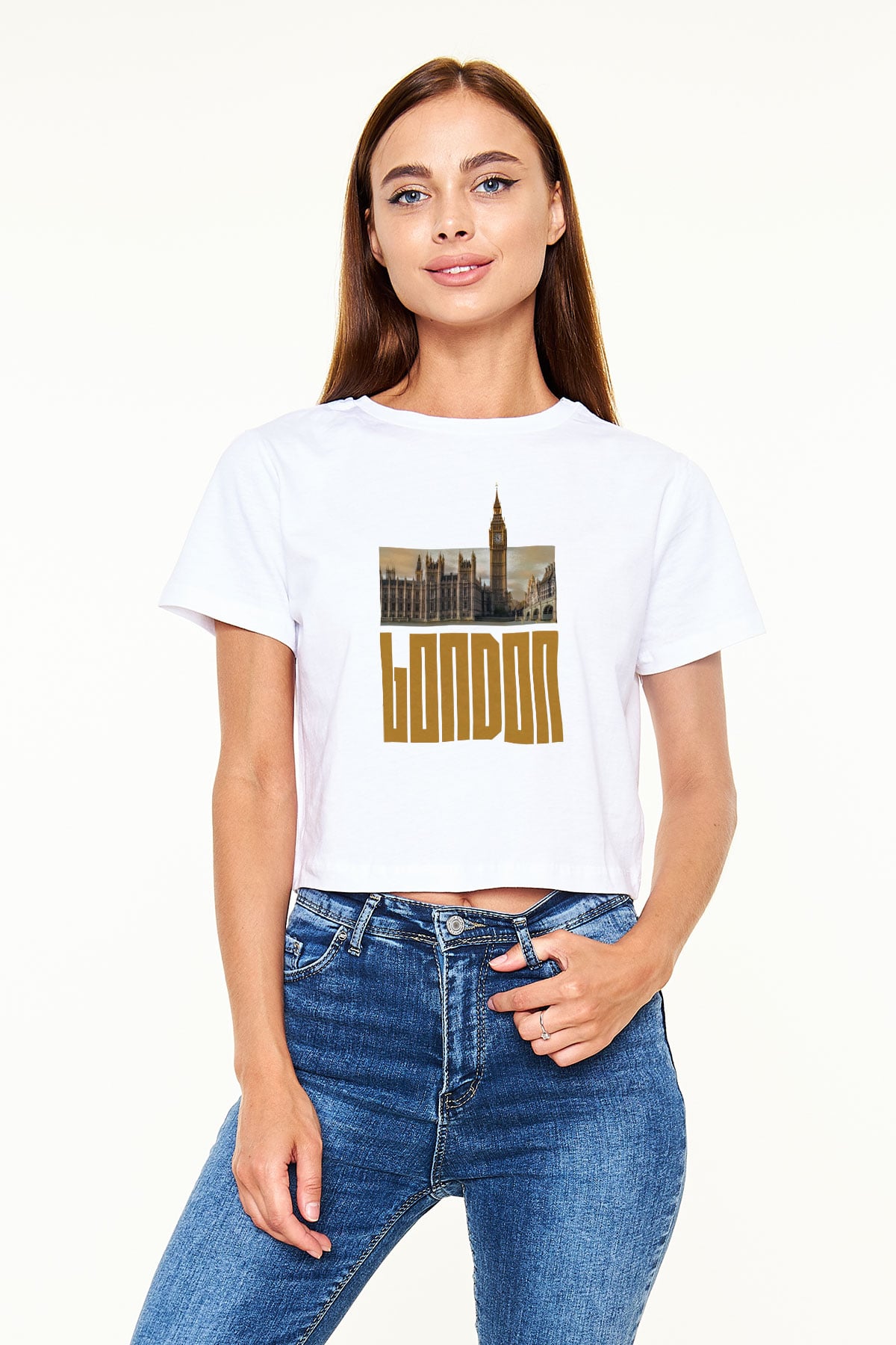 Big Ben Beyaz  Crop Top Tişört