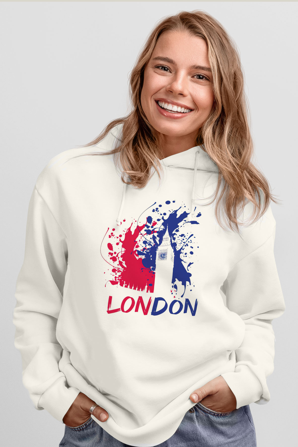 Big Ben Beyaz Unisex Hoodie