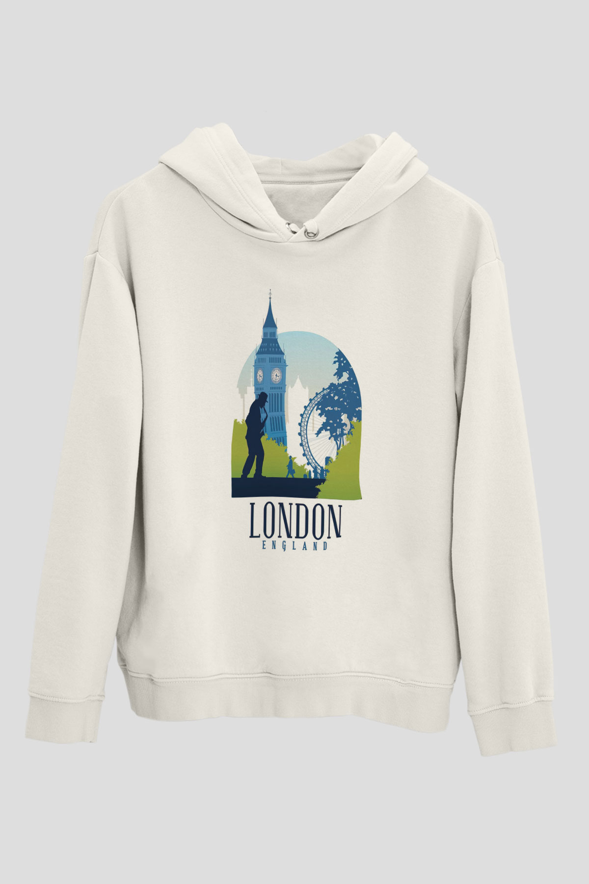 Big Ben Beyaz Unisex Hoodie