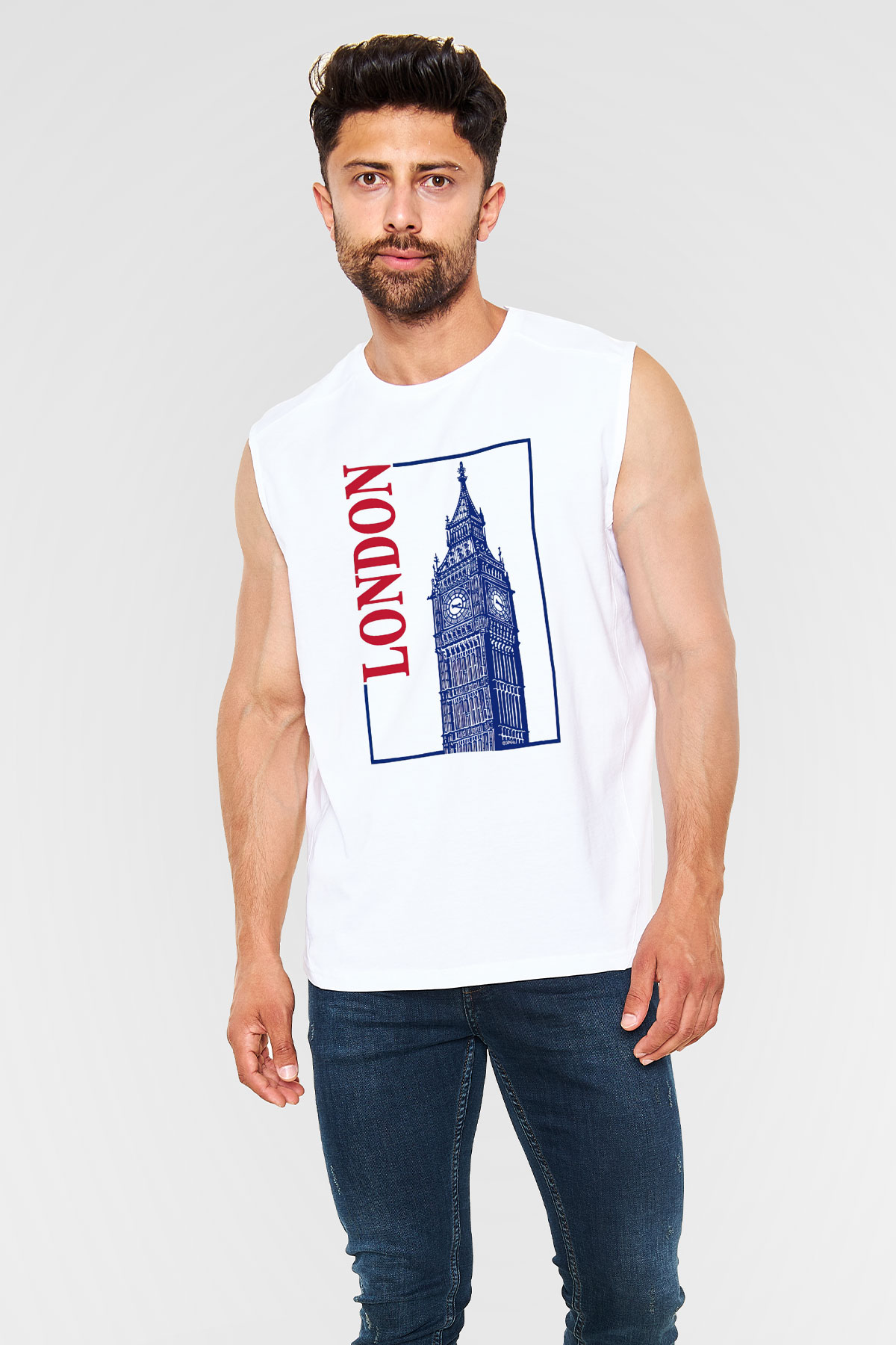 Big Ben Beyaz Unisex Kolsuz Tişört