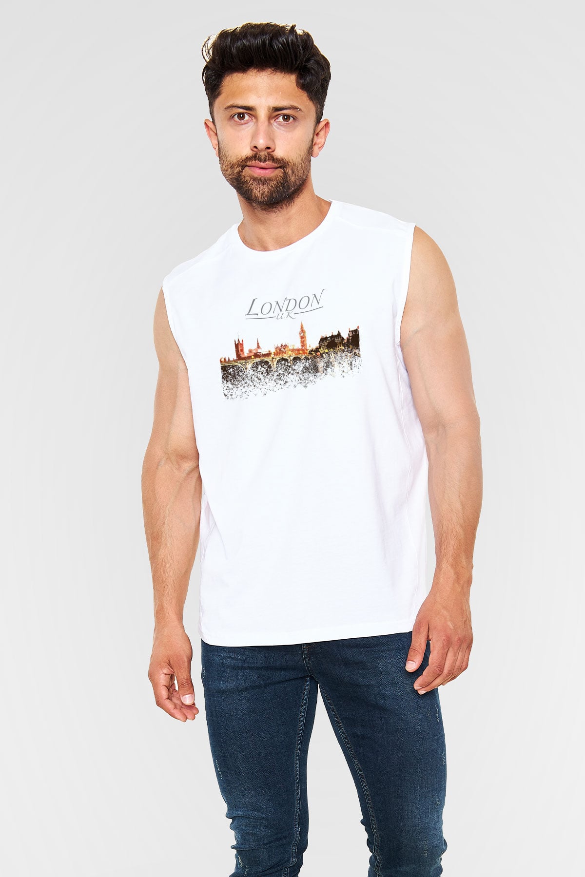 Big Ben Beyaz Unisex Kolsuz Tişört