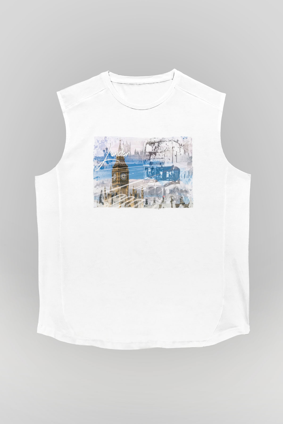 Big Ben Beyaz Unisex Kolsuz Tişört