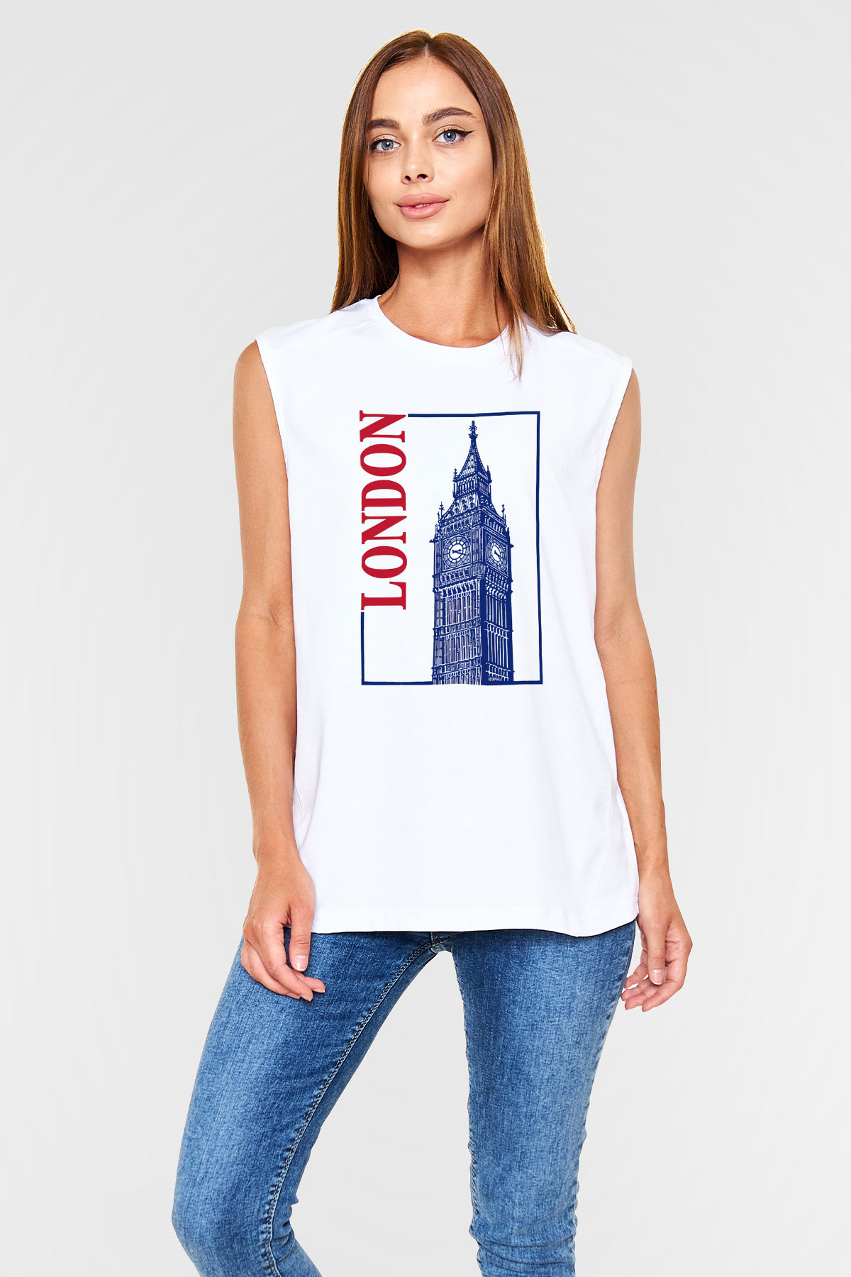 Big Ben Beyaz Unisex Kolsuz Tişört
