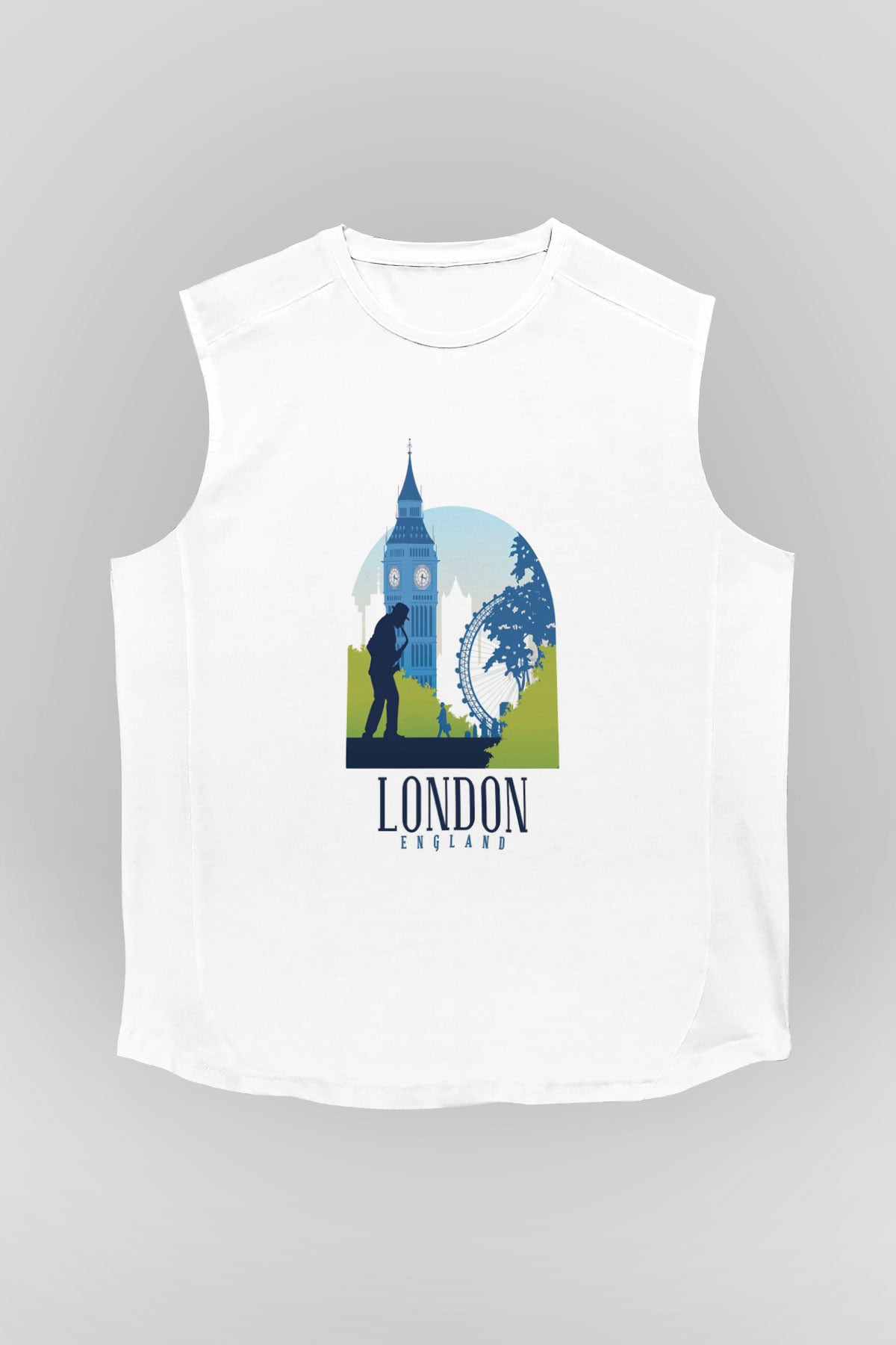 Big Ben Beyaz Unisex Kolsuz Tişört