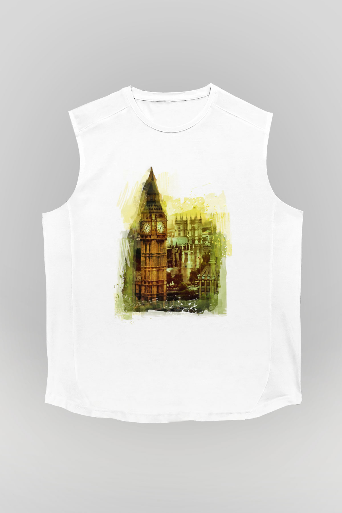 Big Ben Beyaz Unisex Kolsuz Tişört