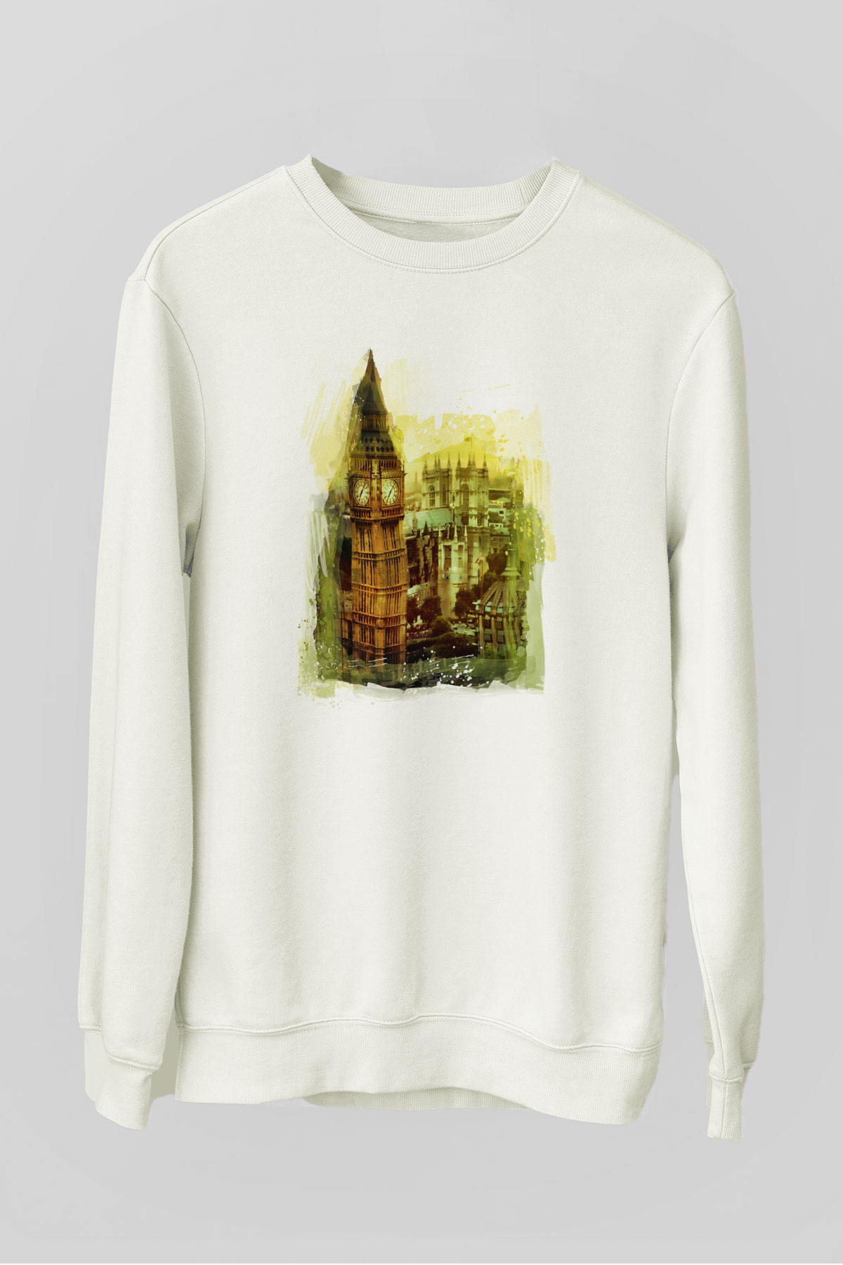 Big Ben Beyaz Unisex Sweatshirt