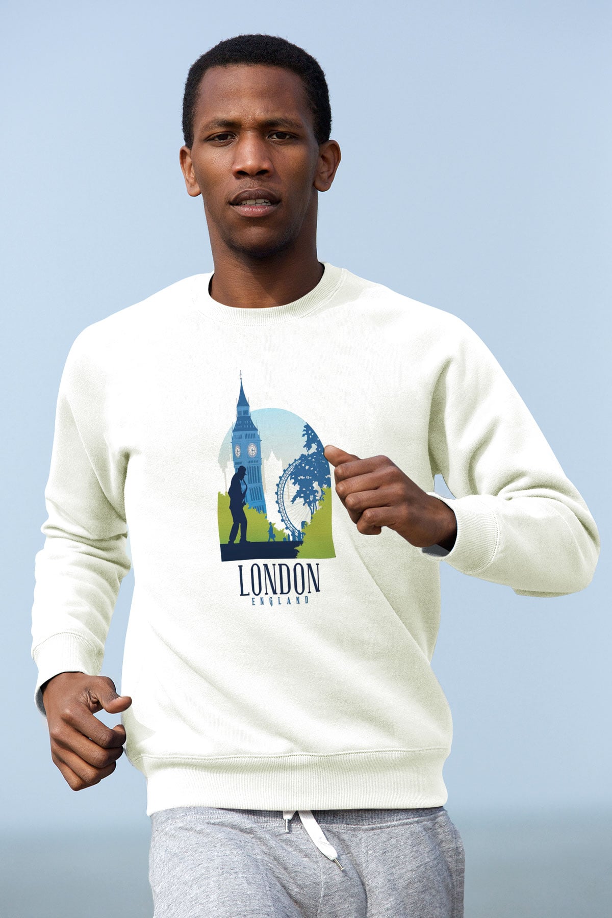 Big Ben Beyaz Unisex Sweatshirt