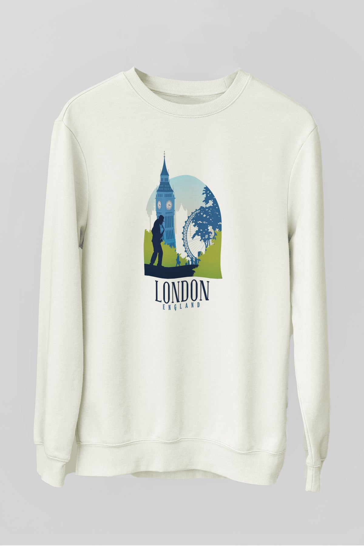 Big Ben Beyaz Unisex Sweatshirt
