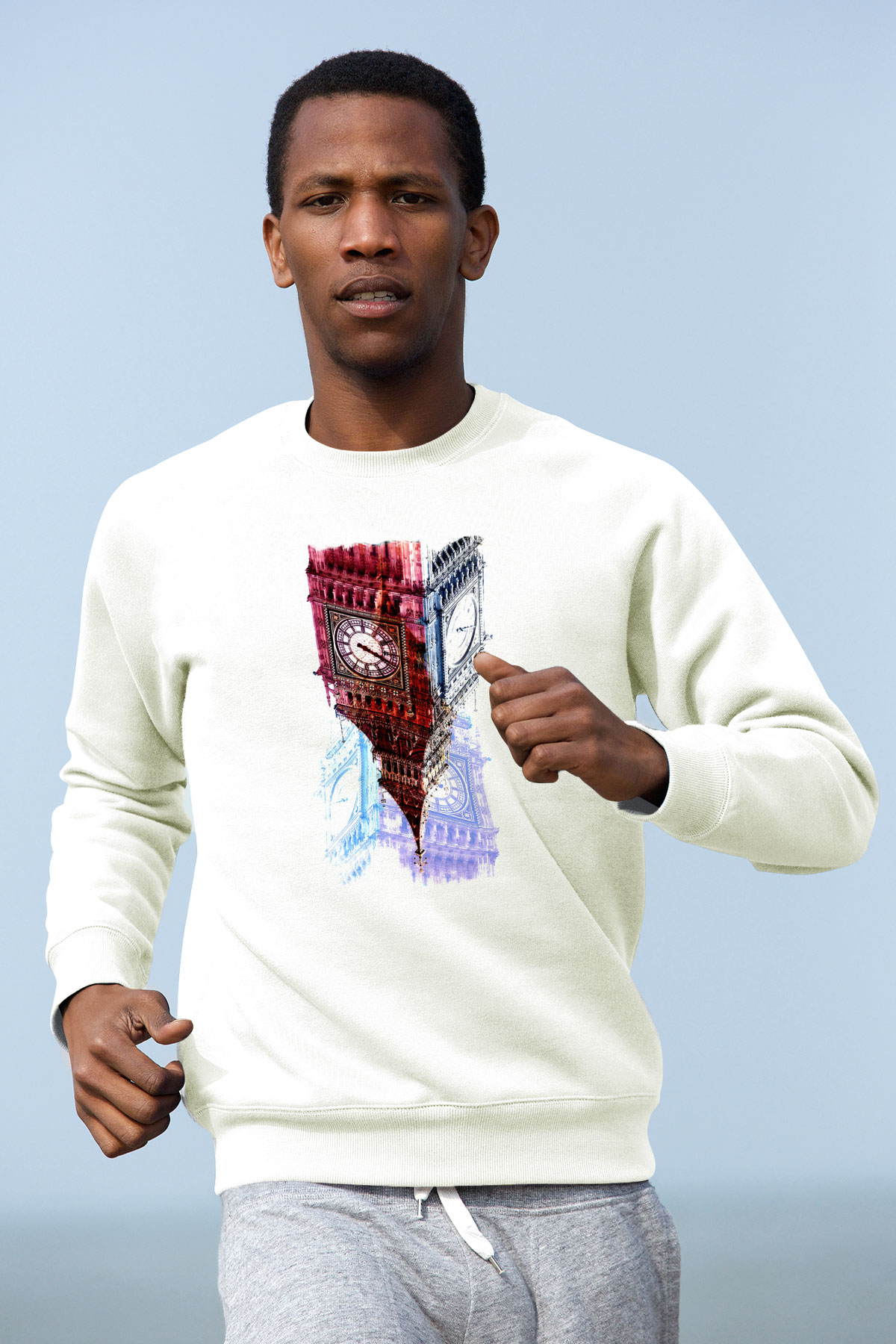 Big Ben Beyaz Unisex Sweatshirt