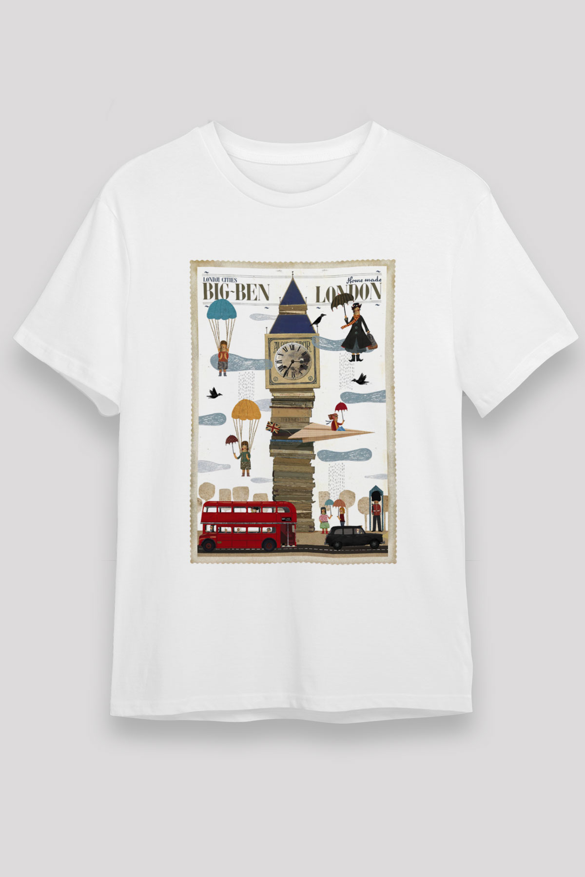 Big Ben Beyaz Unisex Tişört T-Shirt - TişörtFabrikası