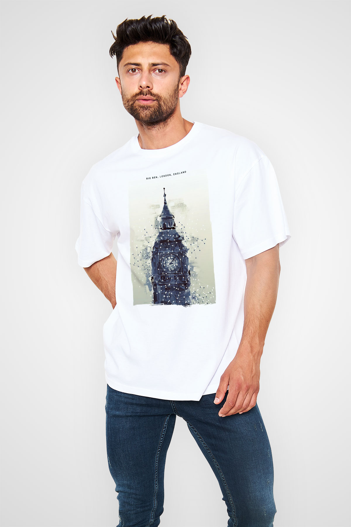 Big Ben Beyaz Oversize Tişört Oversize T-shirt - TişörtFabrikası
