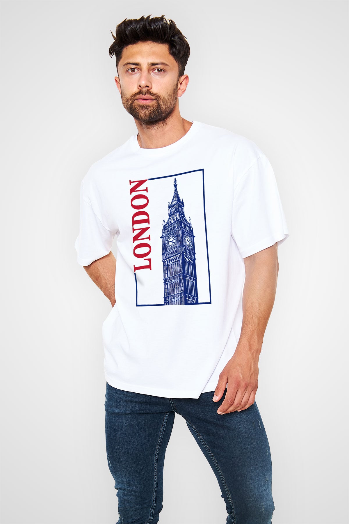 Big Ben Beyaz Oversize Tişört Oversize T-shirt - TişörtFabrikası