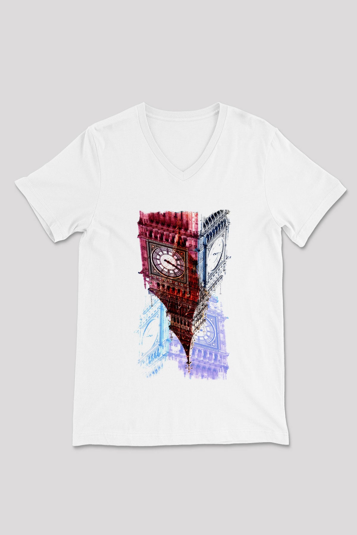 Big Ben Beyaz Unisex V Yaka Tişört T-Shirt