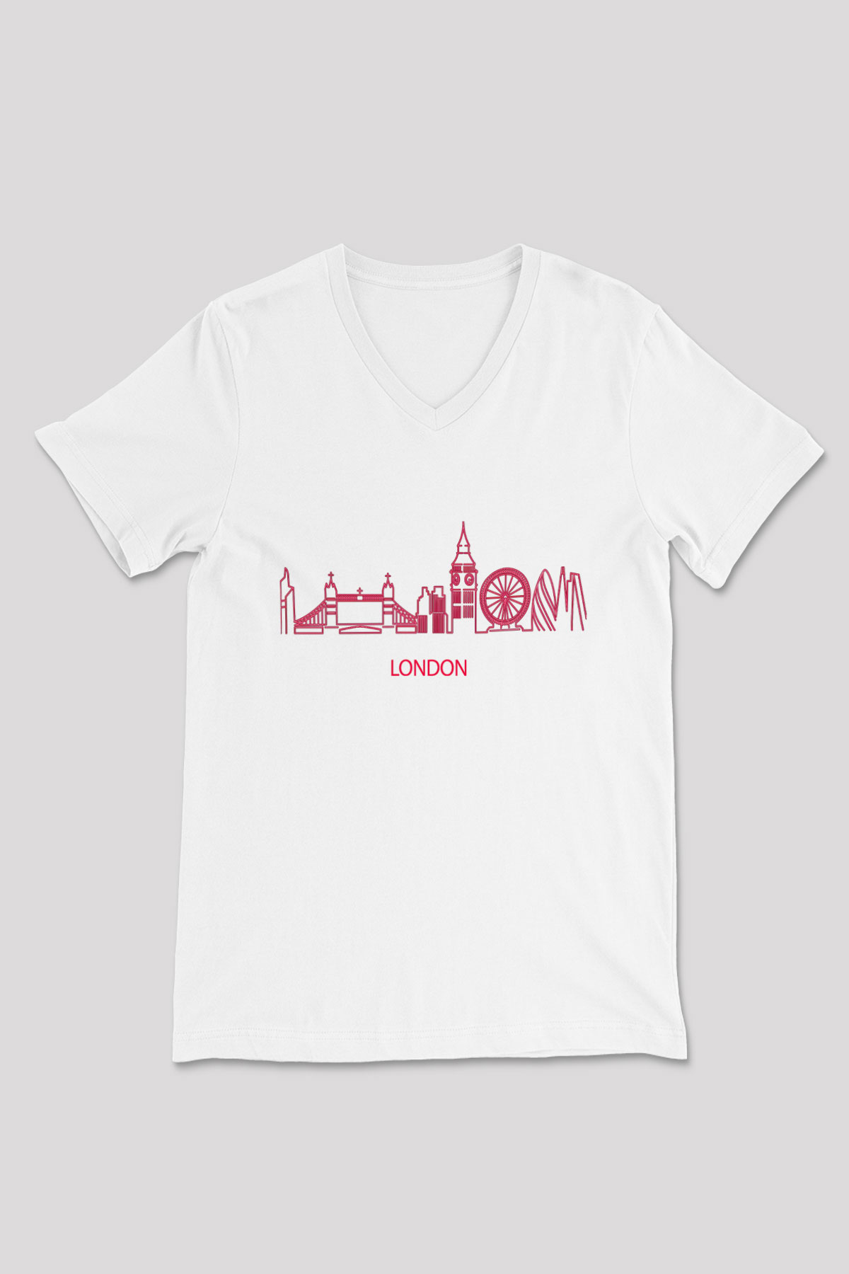 Big Ben Beyaz Unisex V Yaka Tişört T-Shirt