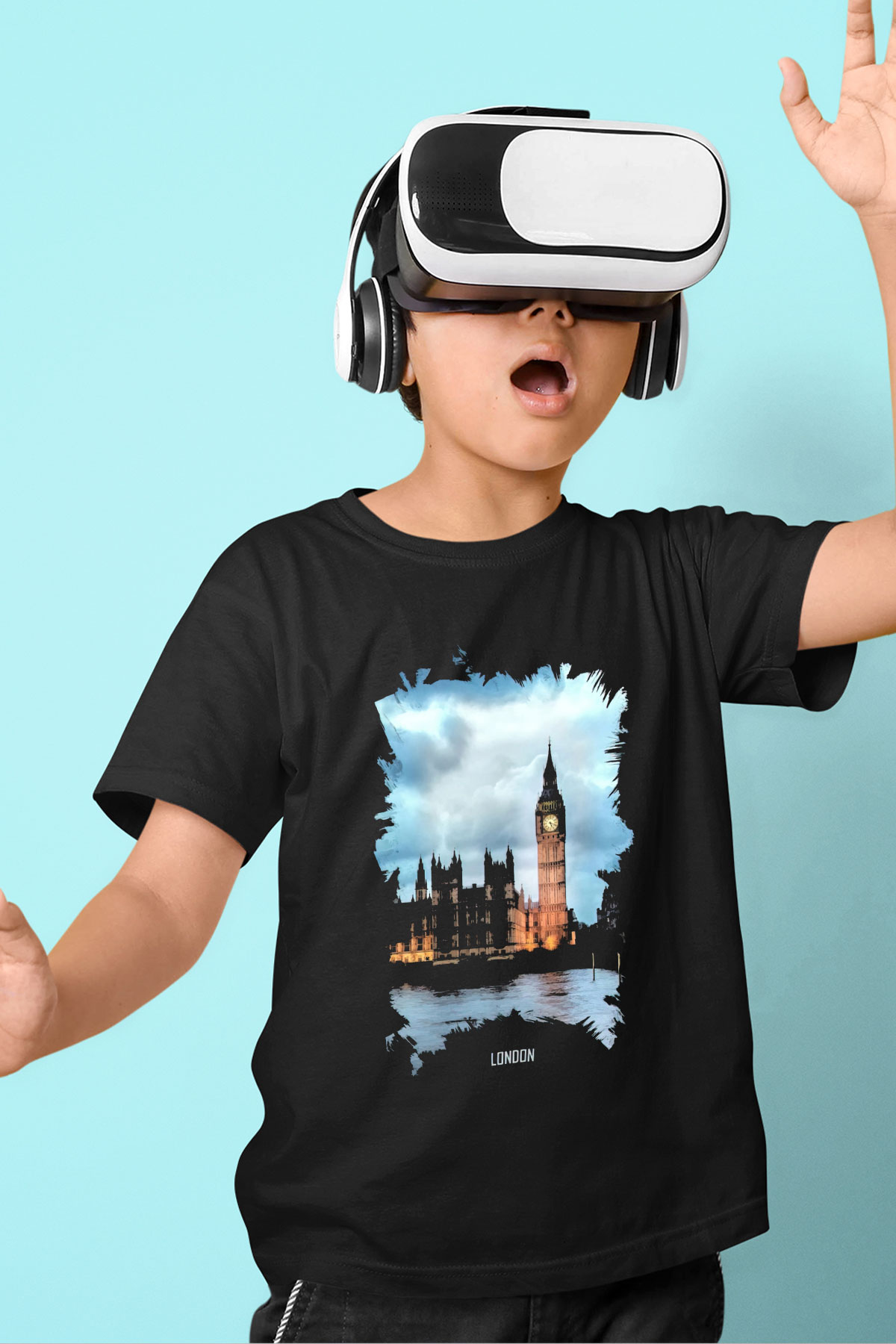 Big Ben Siyah Unisex Çocuk Tişört
