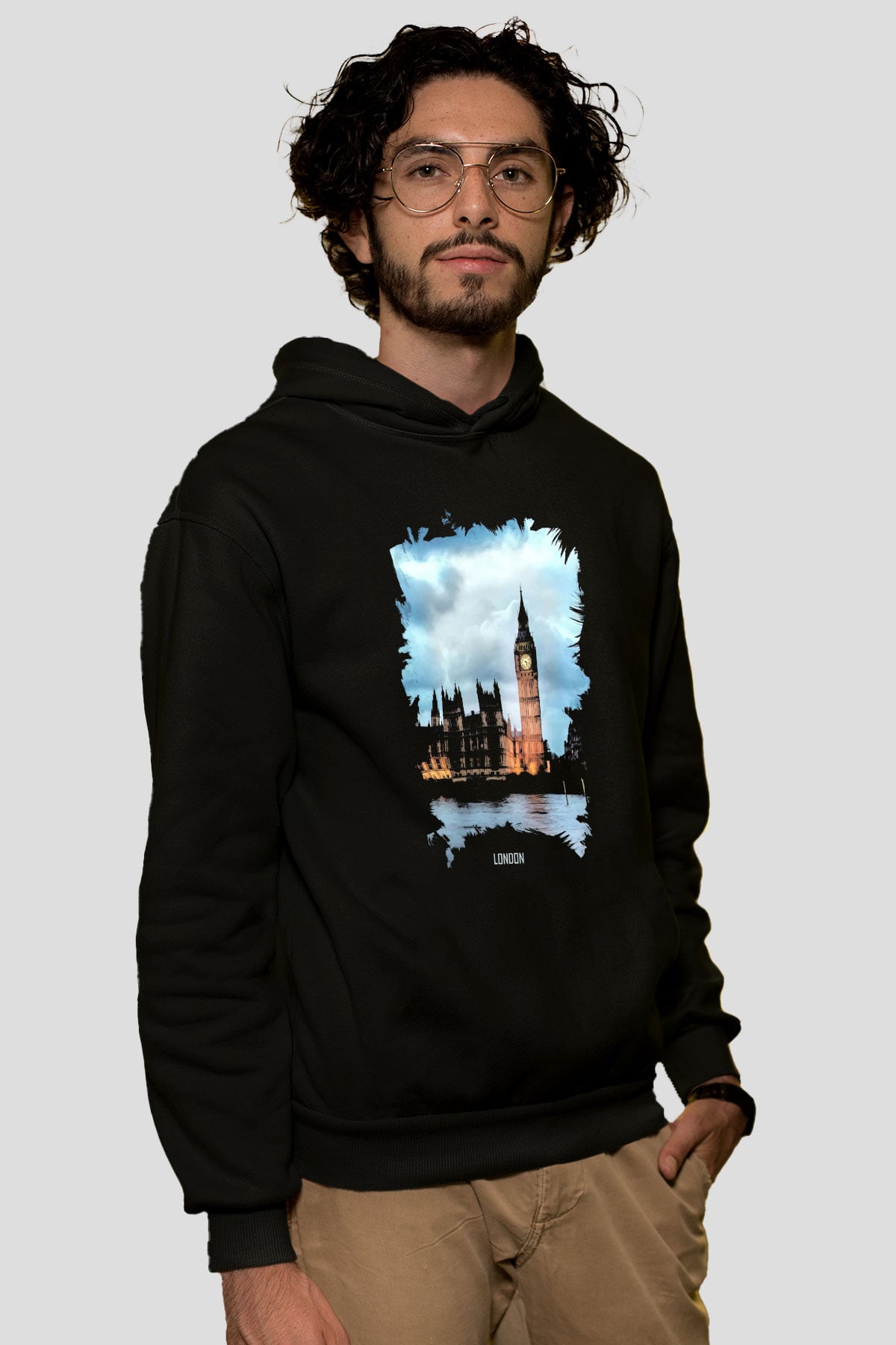 Big Ben Siyah Unisex Hoodie