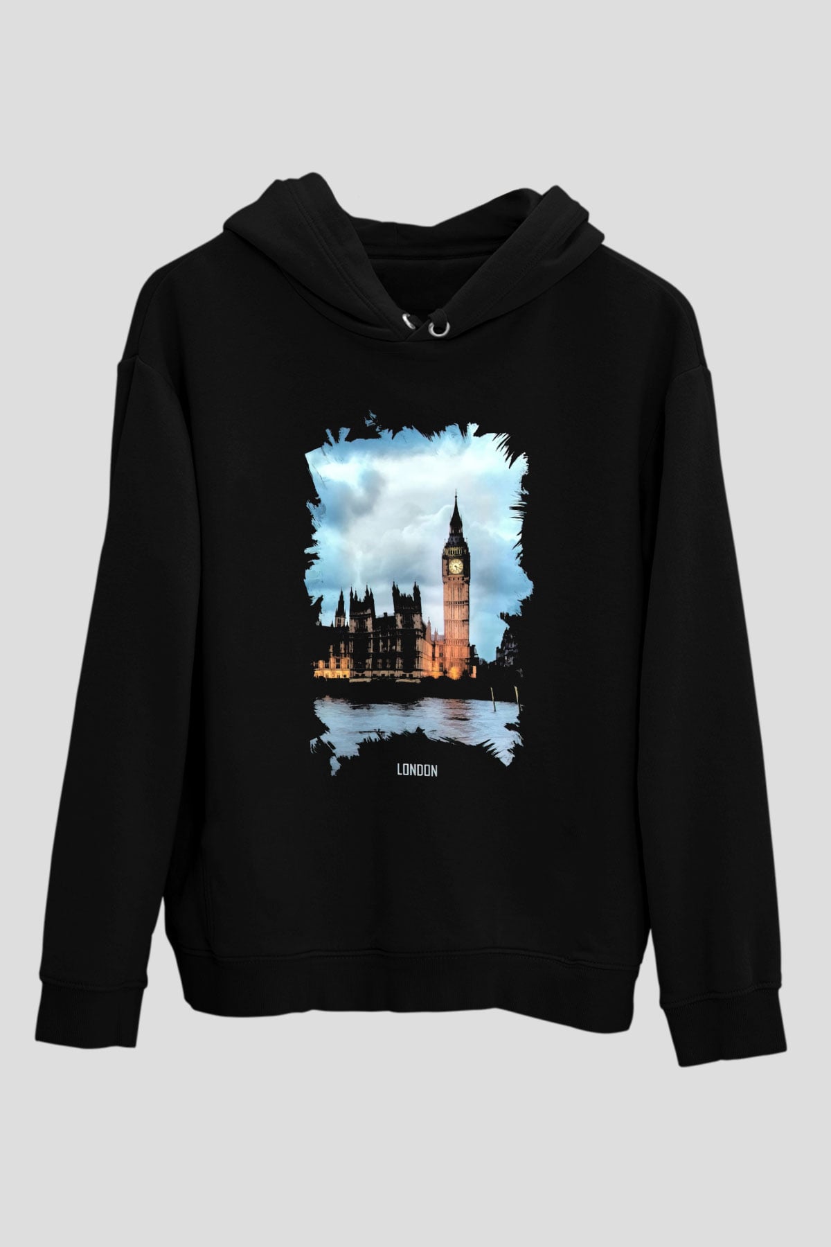 Big Ben Siyah Unisex Hoodie
