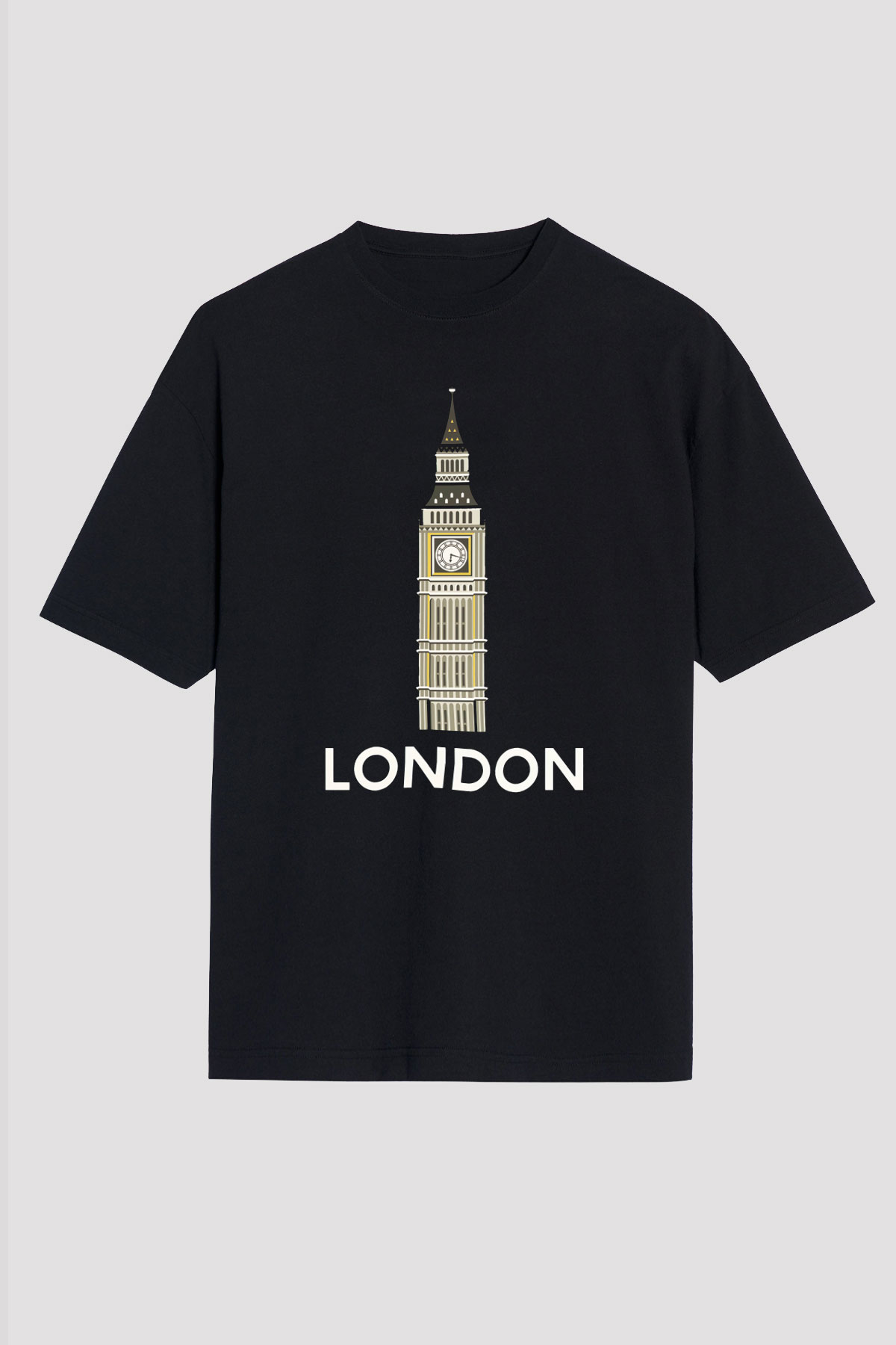 Big Ben Siyah Unisex Oversize Tişört T-Shirt