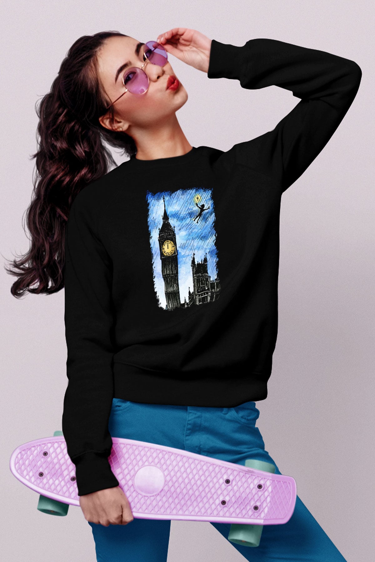 Big Ben Siyah Unisex Sweatshirt