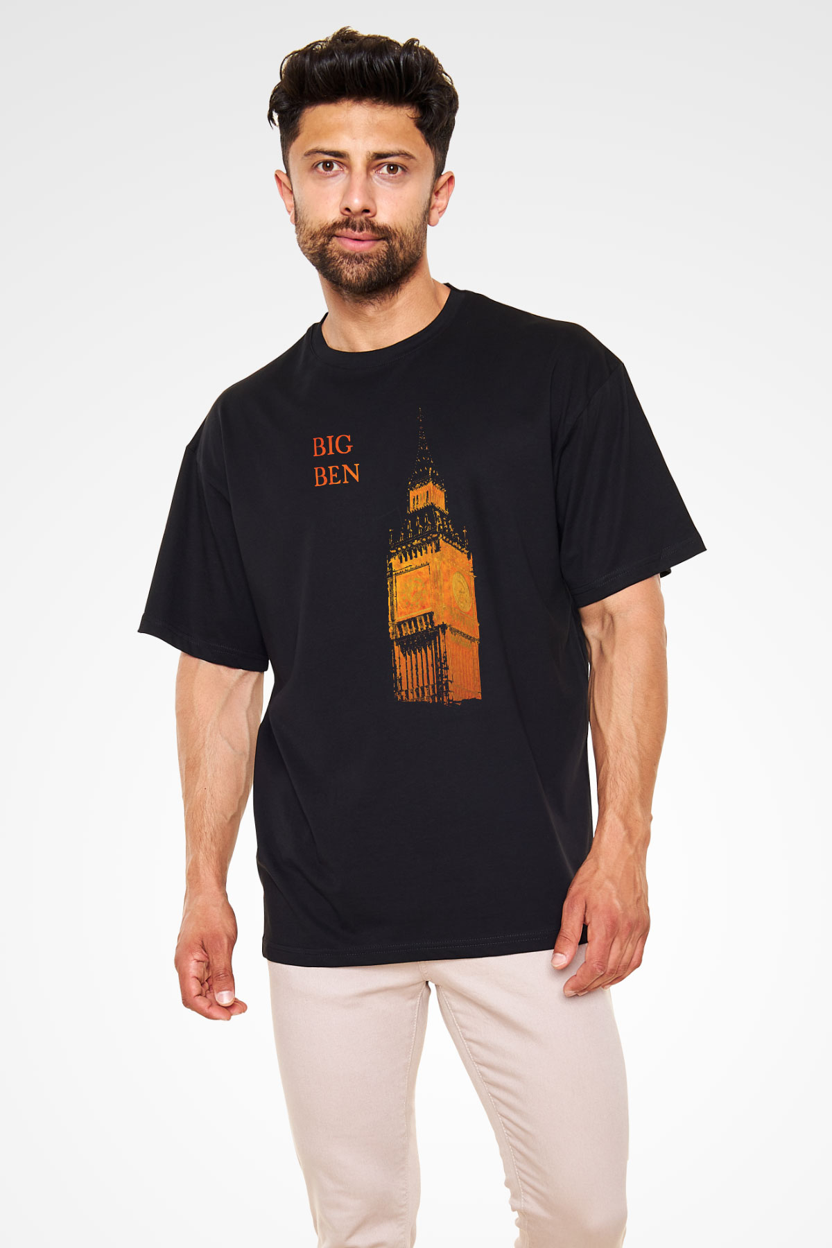 Big Ben Siyah Oversize Tişört Oversize T-shirt - TişörtFabrikası