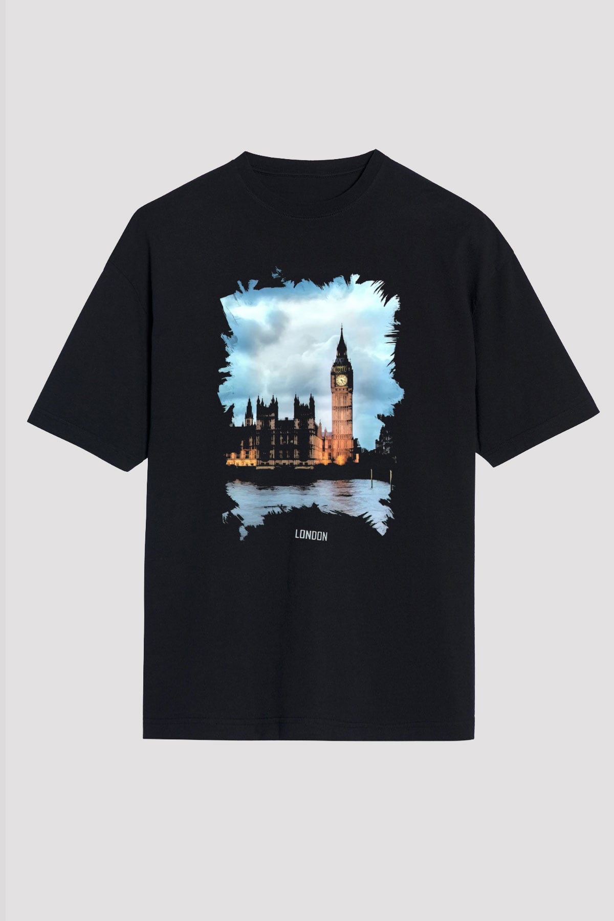 Big Ben Siyah Oversize Tişört Oversize T-shirt - TişörtFabrikası