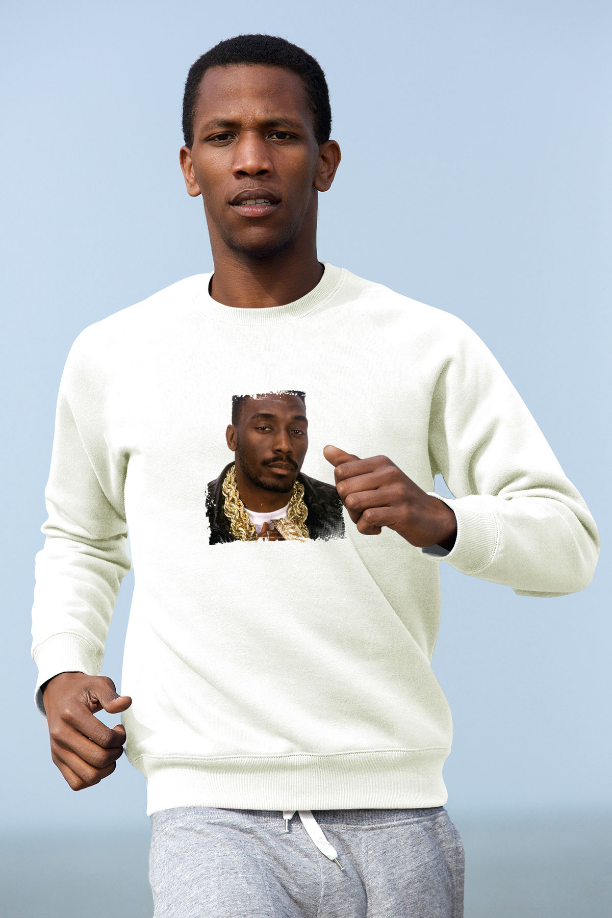 Big Daddy Kane Baskılı Unisex Beyaz Sweatshirt