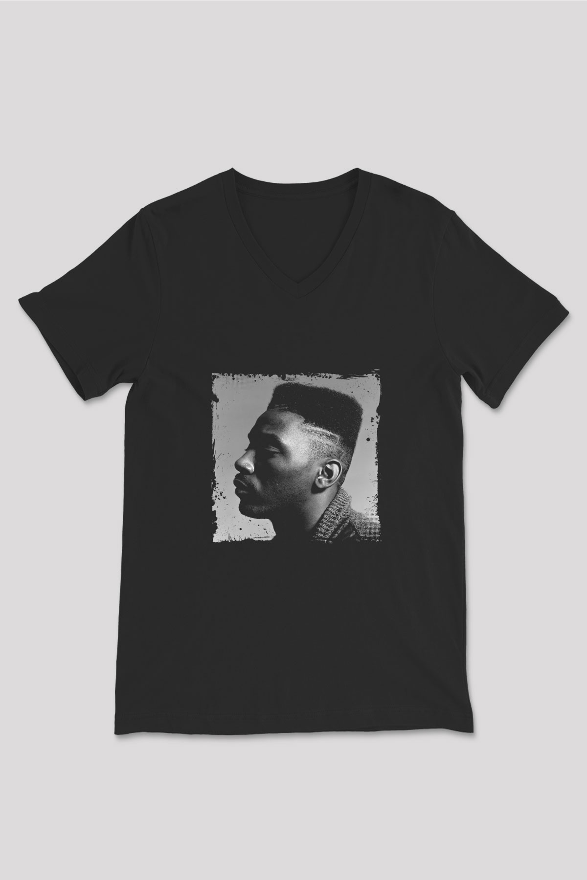 Big Daddy Kane Baskılı Unisex Siyah V Yaka Tişört