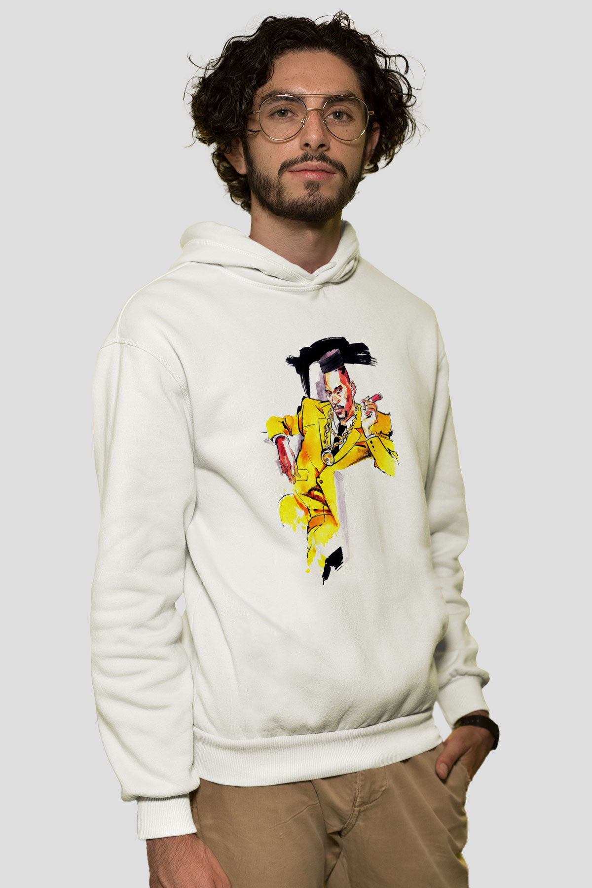 Big Daddy Kane Beyaz Unisex Kapşonlu Sweatshirt