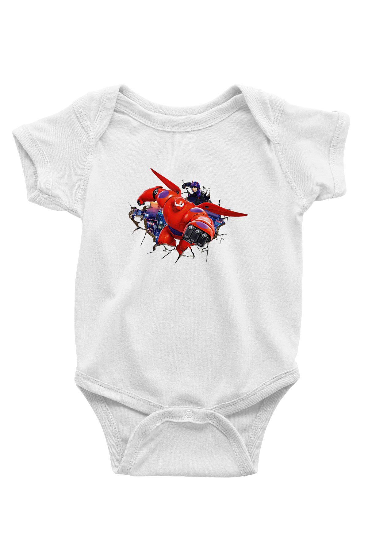 Big Hero Baskılı Beyaz Unisex Bebek Body - Zıbın